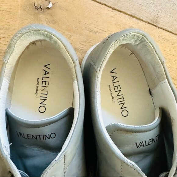 VALENTINO BY MARIO VALENTINO Jimmy Logo gray Leather lace up Sneaker men 11 - Picture 9 of 16